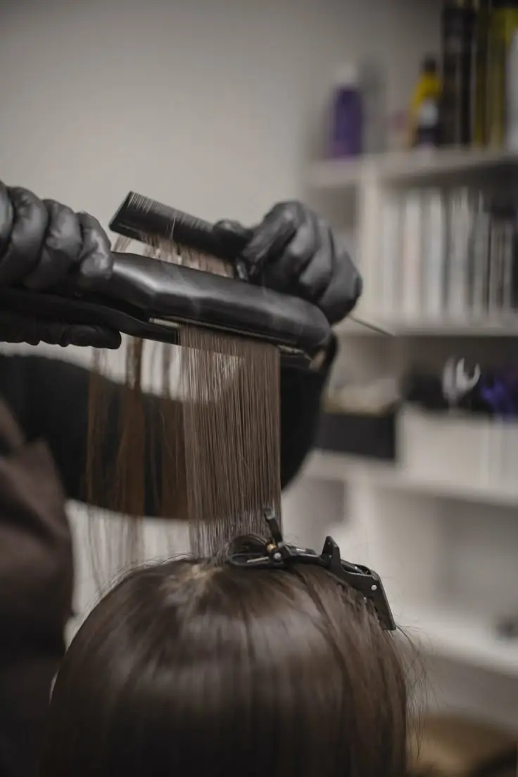Soft glossy result after hair botox conditioning