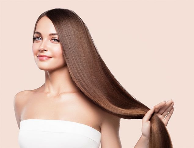 "Healthy shiny hair after professional keratin treatment at Lotus Hair Salon"