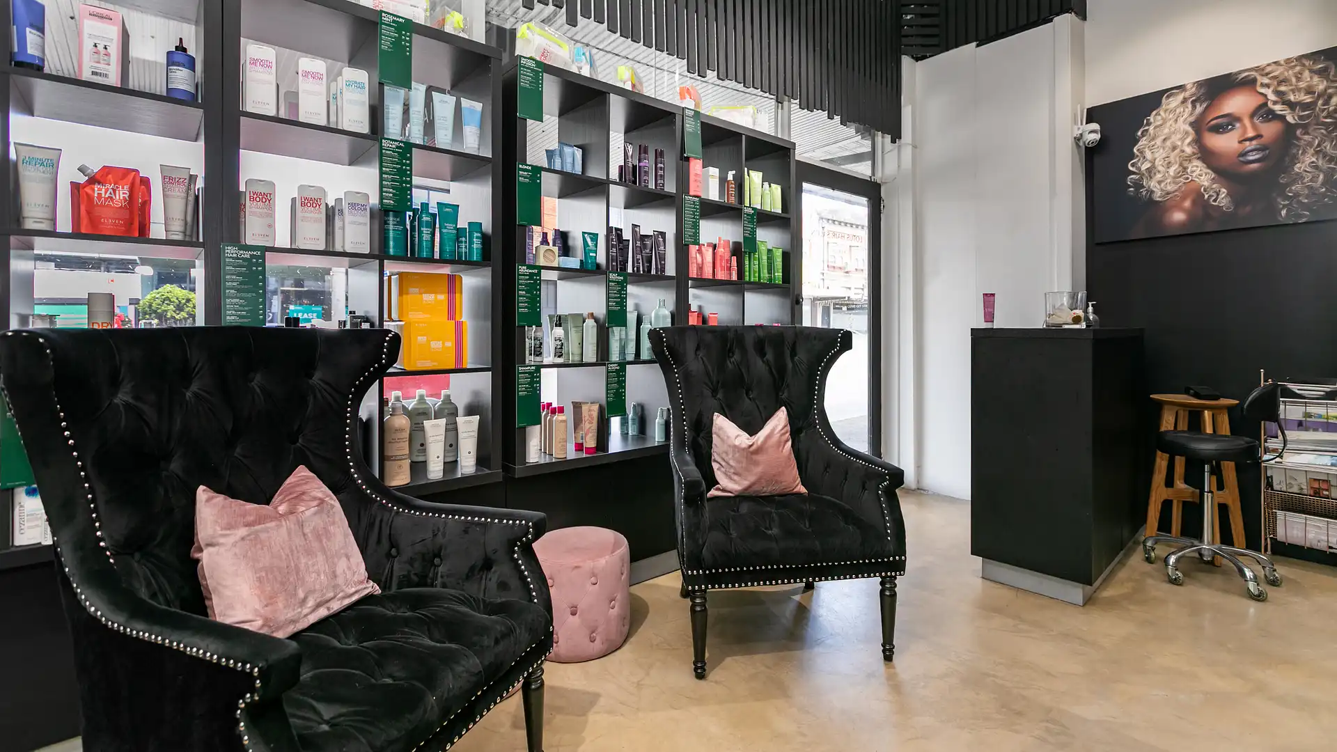 Client lounge inside Lotus Hair Salon