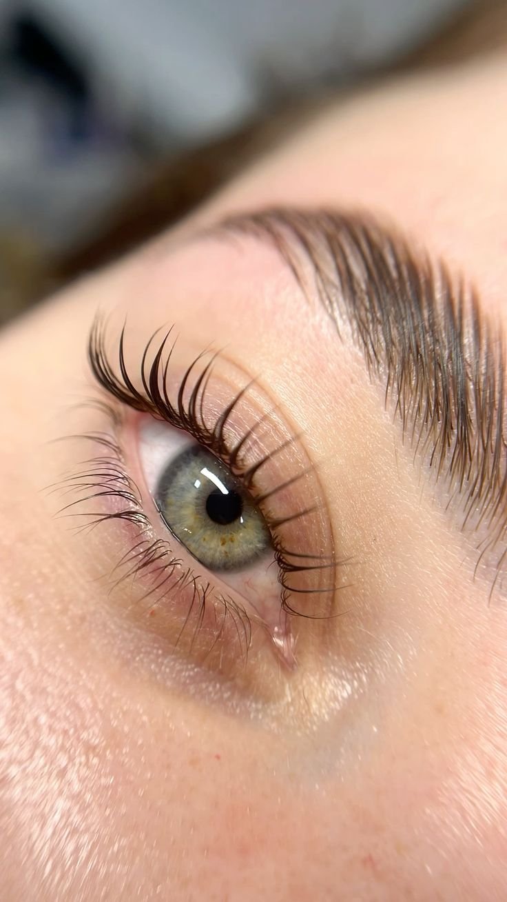 Close-up of naturally lifted eyelashes